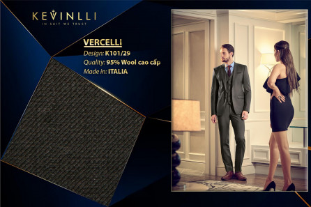 K101/29 Vercelli CV - Vải Suit 95% Wool - Xám Trơn